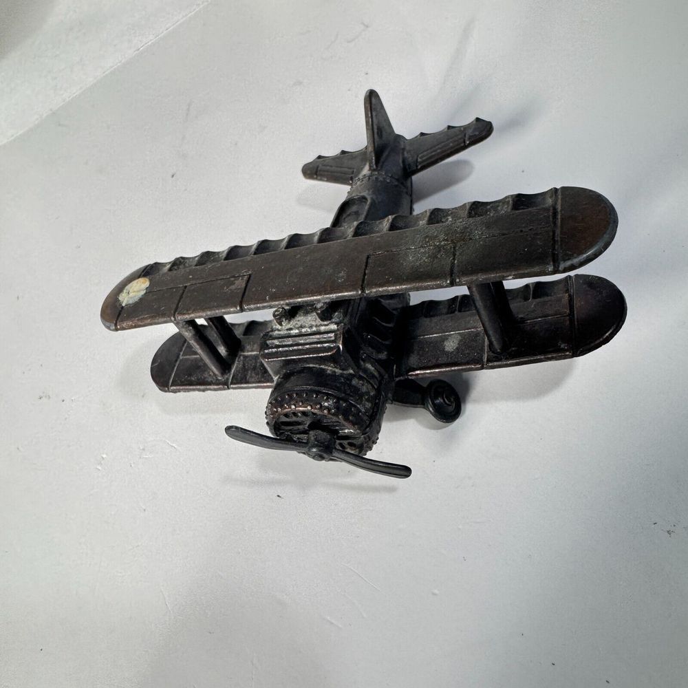 Vintage Airplane Die-Cast Bi Plane Metal‎ Miniature Pencil Sharpener